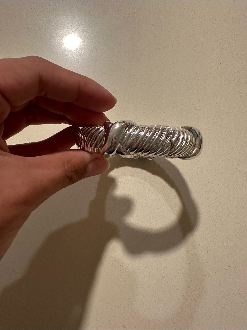 Silver-Tone Rope Link Bangle Bracelet - Picture 2 of 3